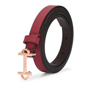 Valentino Women's Slim Belt – Red with Rose Gold Buckle (W-BT-HI-05-RED)