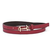 Valentino Women's Slim Belt – Red with Rose Gold Buckle (W-BT-HI-05-RED)
