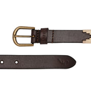 West Port Women’s Pampa Embroidered Genuine Leather Signature Gaucho Polo Belt (W-BT-LE-01-BLACK-YELLOW-BEIGE)