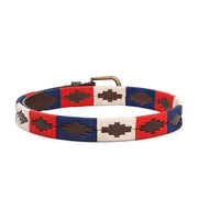 West Port Women’s Pampa Embroidered Genuine Leather Signature Gaucho Polo Belt (W-BT-LE-01-RED-BLUE-BEIGE)