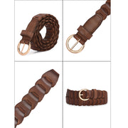 West Port Women’s Beige Braided Scalloped Leather Belt (W-BT-LE-03-DARK-BEIGE)