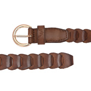 West Port Women’s Beige Braided Scalloped Leather Belt (W-BT-LE-03-DARK-BEIGE)