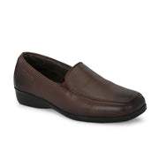 Women Premium Leather Slip On Formal Shoes (W-Comfina-10-Brown)