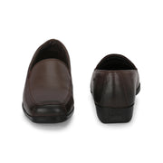 Women Premium Leather Slip On Formal Shoes (W-Comfina-10-Brown)