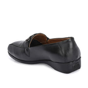 Women Premium Leather Slip On Loafers (W-Comfina-25-Black)