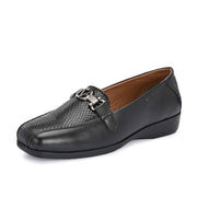 Women Premium Leather Slip On Loafers (W-Comfina-25-Black)