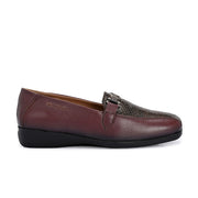 Women Premium Leather Slip On Loafers (W-Comfina-25-Bordo)
