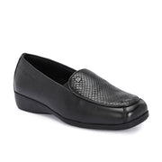 Women Premium Leather Slip On Loafers (W-Comfina-30-Black)