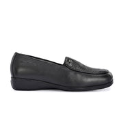 Women Premium Leather Slip On Loafers (W-Comfina-30-Black)