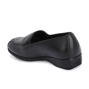 Women Premium Leather Slip On Loafers (W-Comfina-30-Black)