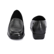 Women Premium Leather Slip On Loafers (W-Comfina-30-Black)