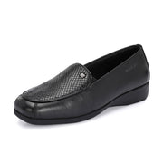 Women Premium Leather Slip On Loafers (W-Comfina-30-Black)