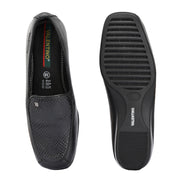 Women Premium Leather Slip On Loafers (W-Comfina-30-Black)