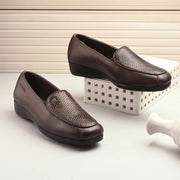 Women Premium Leather Slip On Loafers (W-Comfina-30-Brown)