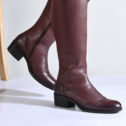 Women Premium Leather Zipper Boots (W-DreamGirl-97-Bordo)