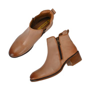 Women Premium Leather Zipper Boots (W-DreamGirl-85-Beige)
