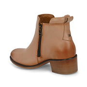 Women Premium Leather Zipper Boots (W-DreamGirl-85-Beige)