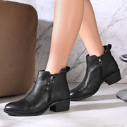 Women Premium Leather Zipper Boots (W-DreamGirl-85-Black)