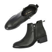 Women Premium Leather Zipper Boots (W-DreamGirl-85-Black)
