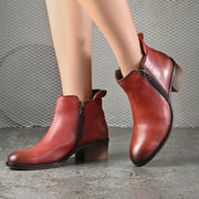 Women Premium Leather Zipper Boots (W-DreamGirl-85-Bordo)