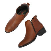 Women Premium Leather Zipper Boots (W-DreamGirl-85-Brown)