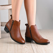 Women Premium Leather Zipper Boots (W-DreamGirl-85-Brown)