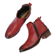 Women Premium Leather Zipper Boots (W-DreamGirl-85-OilyRed)