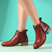 Women Premium Leather Zipper Boots (W-DreamGirl-85-OilyRed)