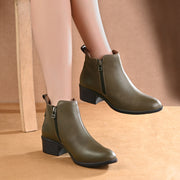 Women Premium Leather Zipper Boots (W-DreamGirl-85-Olive)