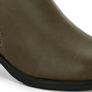 Women Premium Leather Zipper Boots (W-DreamGirl-85-Olive)