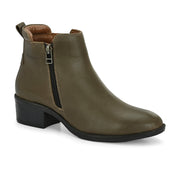 Women Premium Leather Zipper Boots (W-DreamGirl-85-Olive)