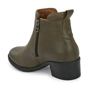 Women Premium Leather Zipper Boots (W-DreamGirl-85-Olive)