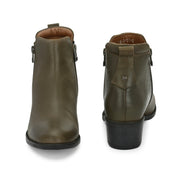 Women Premium Leather Zipper Boots (W-DreamGirl-85-Olive)
