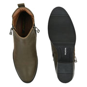 Women Premium Leather Zipper Boots (W-DreamGirl-85-Olive)