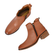 Women Premium Leather Zipper Boots (W-DreamGirl-85-Peach)