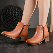 Women Premium Leather Zipper Boots (W-DreamGirl-85-Peach)