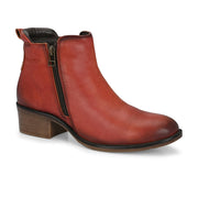 Women Premium Leather Zipper Boots (W-DreamGirl-85-Red)