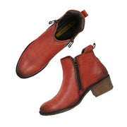 Women Premium Leather Zipper Boots (W-DreamGirl-85-Red)
