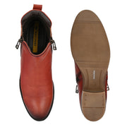 Women Premium Leather Zipper Boots (W-DreamGirl-85-Red)