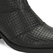 Women Textured Leather Ankle Zipper Boots with Fur Collar (W-DreamGirl-87-Black)