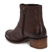 Women Premium Leather Ankle Boots with Side Zip (W-DreamGirl-88-Brown)