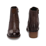 Women Premium Leather Ankle Boots with Side Zip (W-DreamGirl-88-Brown)