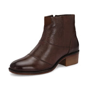 Women Premium Leather Ankle Boots with Side Zip (W-DreamGirl-88-Brown)