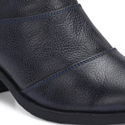 Women Premium Leather Ankle Boots with Side Zip (W-DreamGirl-88-Navy)