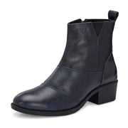 Women Premium Leather Ankle Boots with Side Zip (W-DreamGirl-88-Navy)