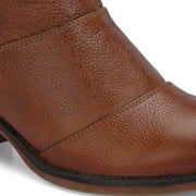 Women Premium Leather Ankle Boots with Side Zip (W-DreamGirl-88-Tan)
