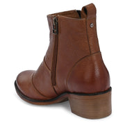 Women Premium Leather Ankle Boots with Side Zip (W-DreamGirl-88-Tan)