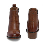 Women Premium Leather Ankle Boots with Side Zip (W-DreamGirl-88-Tan)