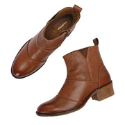 Women Premium Leather Ankle Boots with Side Zip (W-DreamGirl-88-Tan)