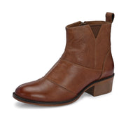 Women Premium Leather Ankle Boots with Side Zip (W-DreamGirl-88-Tan)